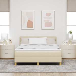 Postel s boxspringem s polštářem Krémová 160 x 200 cm textil - obrázek 3