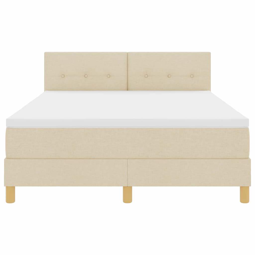 Postelja z vzmetnico z blazino krema 160 x 200 cm blago - slika 7