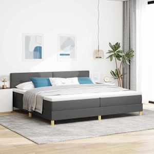 Postel s boxspringem s polštářem Tmavě šedá 200 x 200 cm textil - obrázek 1