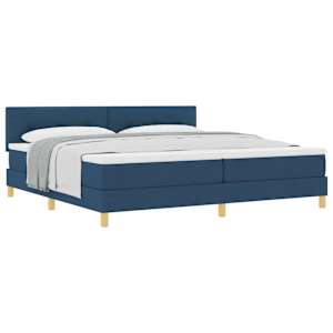 Postel s boxspringem s polštářem Modrá 200 x 200 cm textil - obrázek 2