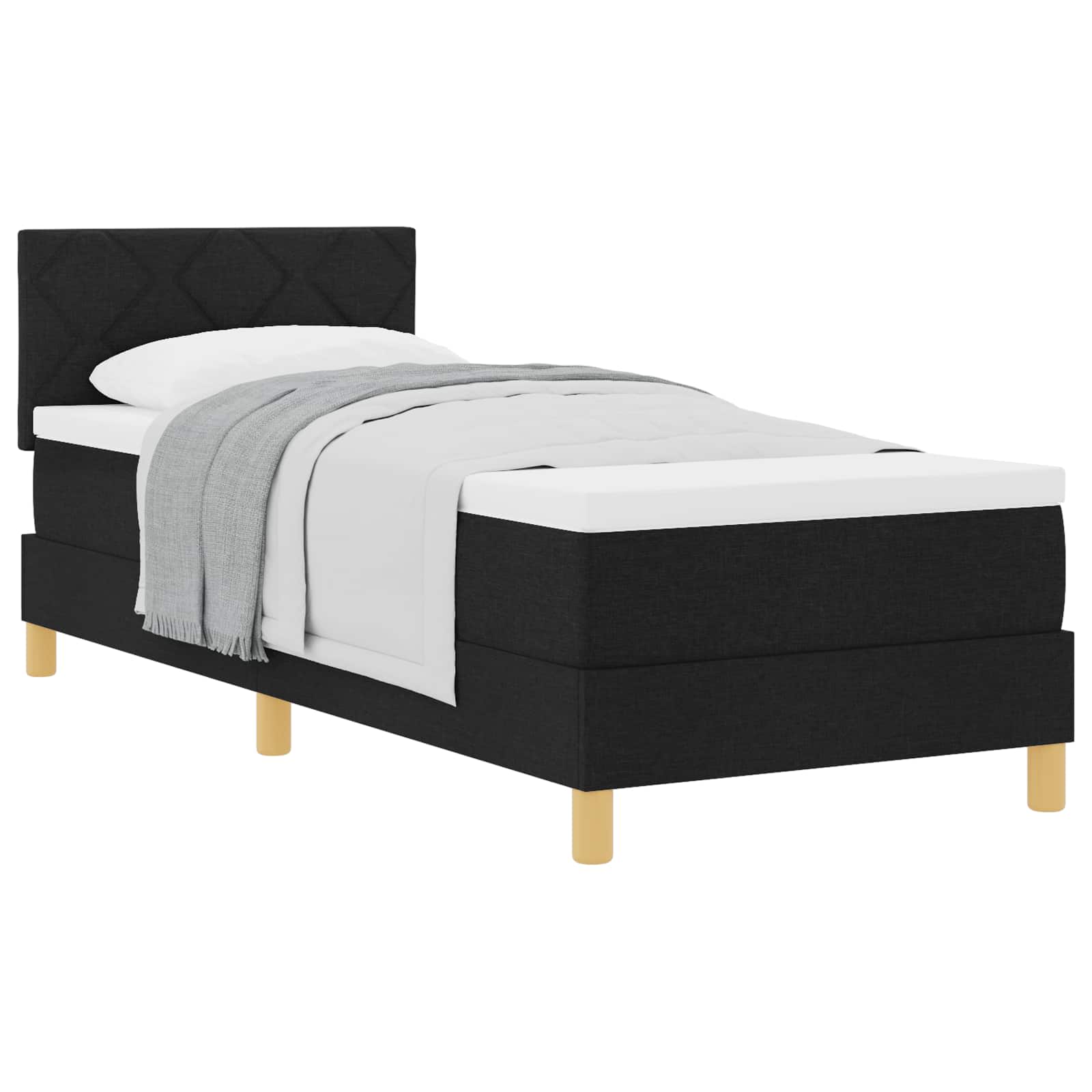 vidaXL Boxspringbed met kussen met hoofdeinde Zwart 80 x 200 cm Stof, foto 3
