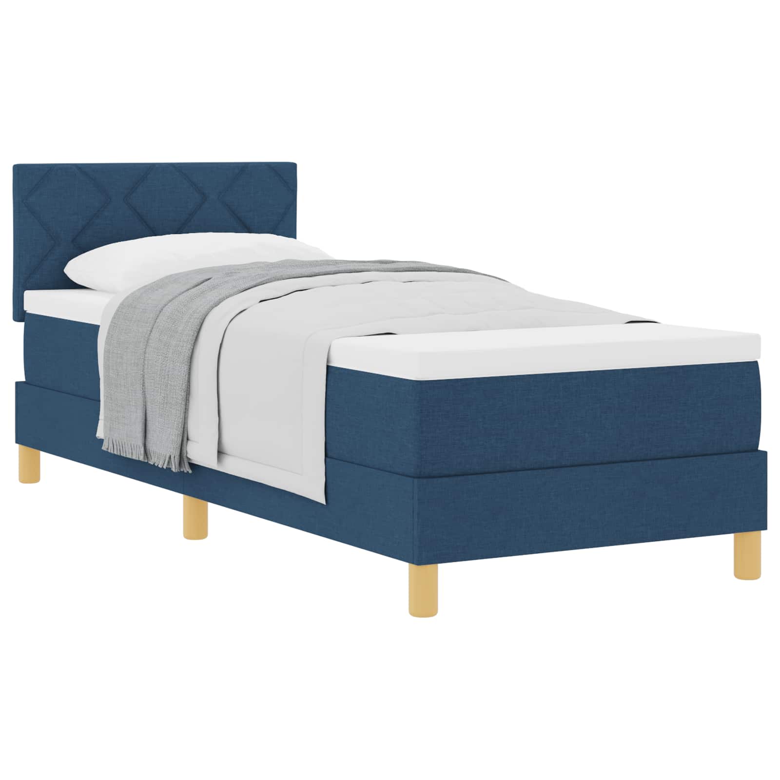 Thumbnail - vidaXL Boxspringbett mit Kissen mit Kopfteil Blau 80 x 200 cm Stoff