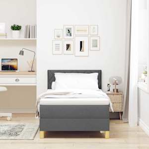 Postel s boxspringem s polštářem Tmavě šedá 90 x 190 cm textil - obrázek 3