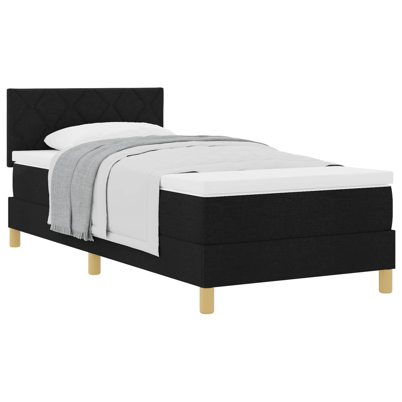 Thumbnail - vidaXL Boxspringbett mit Kissen mit Kopfteil Schwarz 90 x 190 cm Stoff