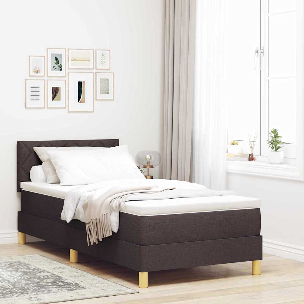 Box Spring Seng med Madras Mørkebrun 90x190 cm Stof