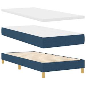 Postel s boxspringem s polštářem Modrá 90 x 190 cm textil - obrázek 5