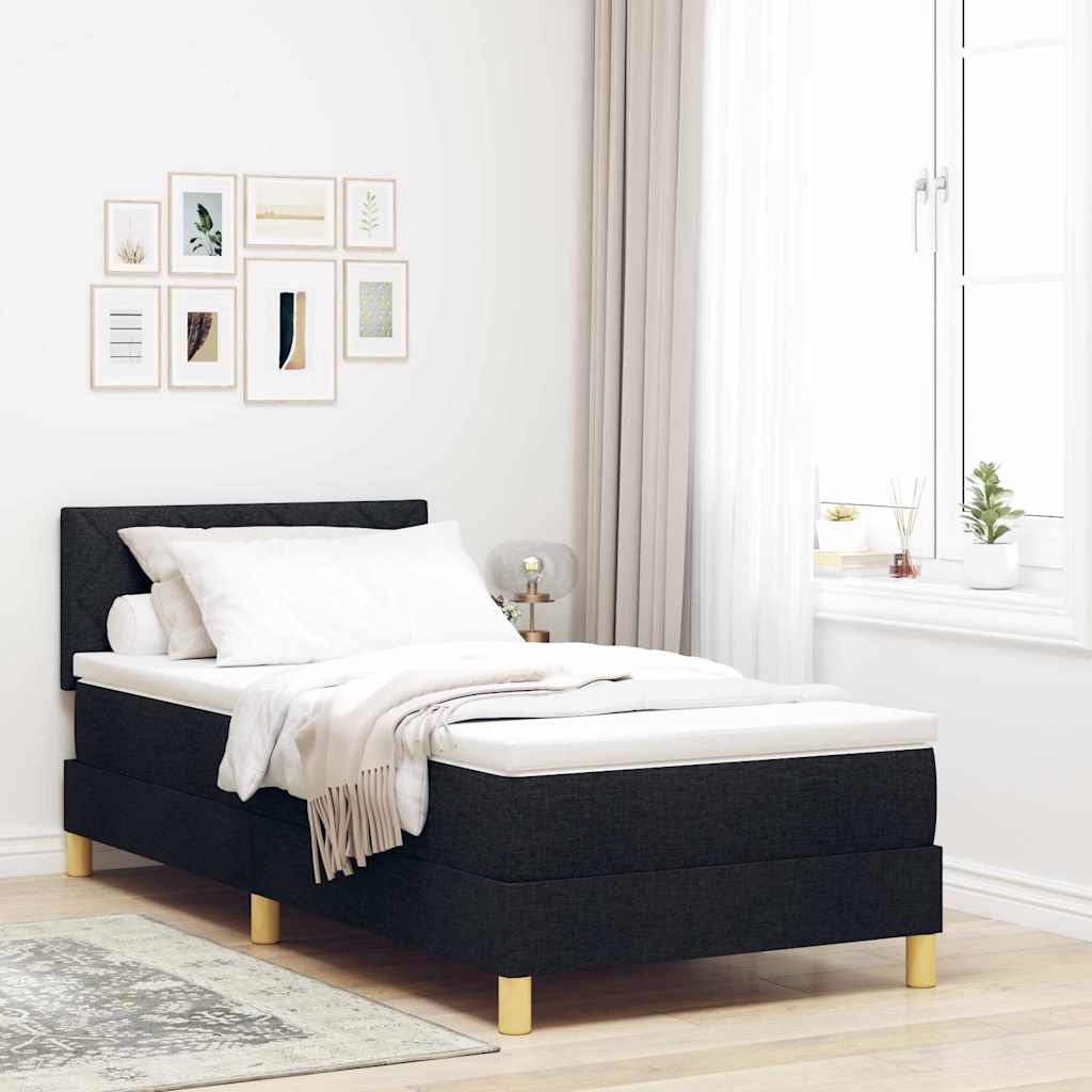 Box Spring Bed koos Madratsiga Must 100x200 cm Kangas