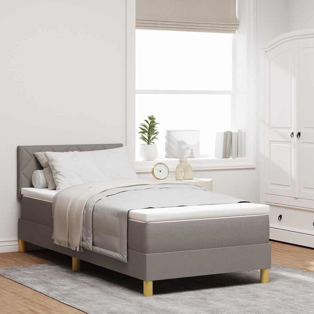 Box Spring Seng med Madras Taupe 100x200 cm Stof