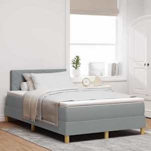 Postel s boxspringem s matrací Světle šedá 120 x 190 cm textil - obrázek 1