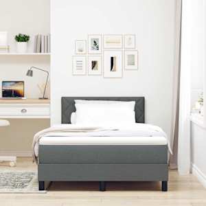 Postel s boxspringem s polštářem Tmavě šedá 120 x 190 cm textil - obrázek 3