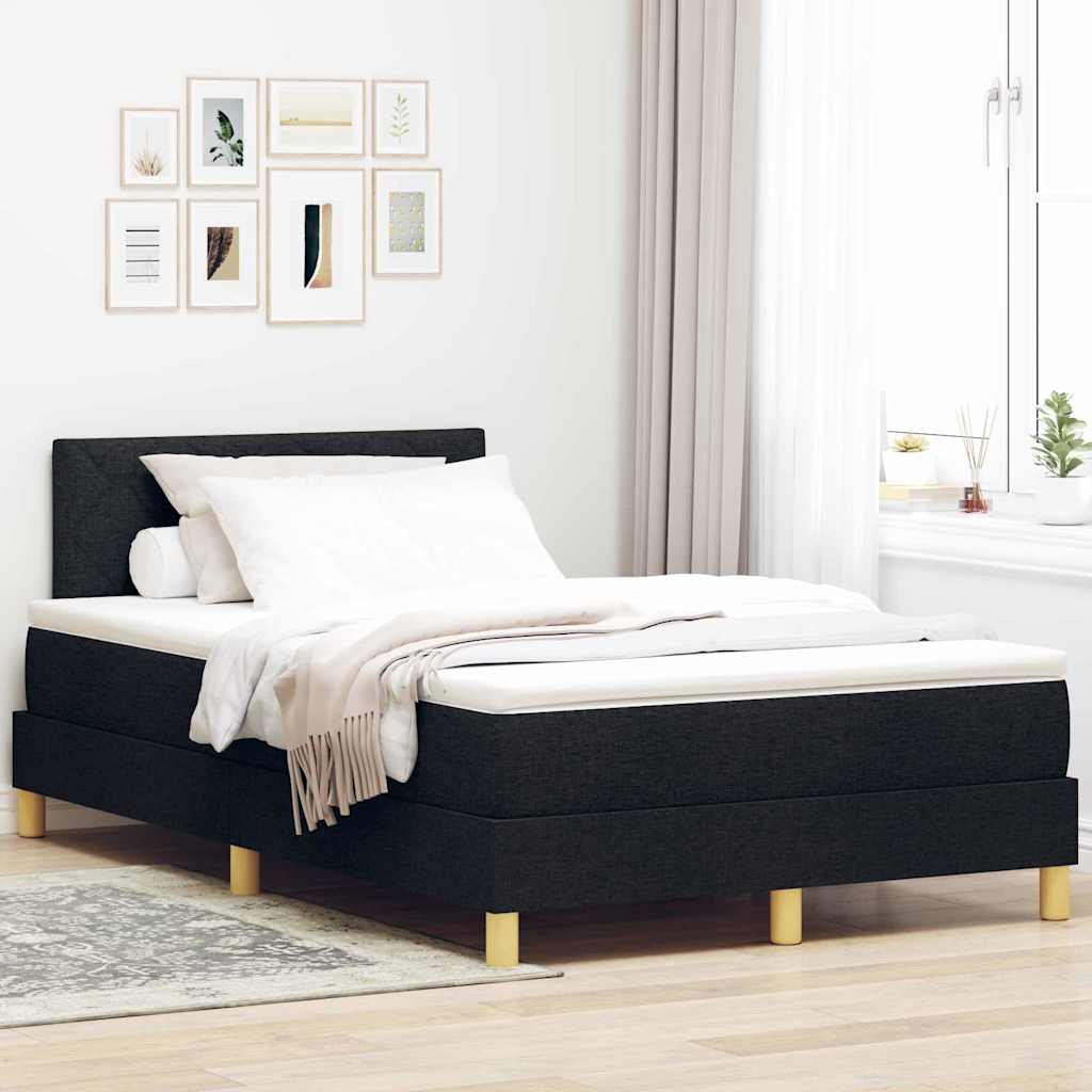 Box Spring Seng med Madras Sort 120x200 cm Stof