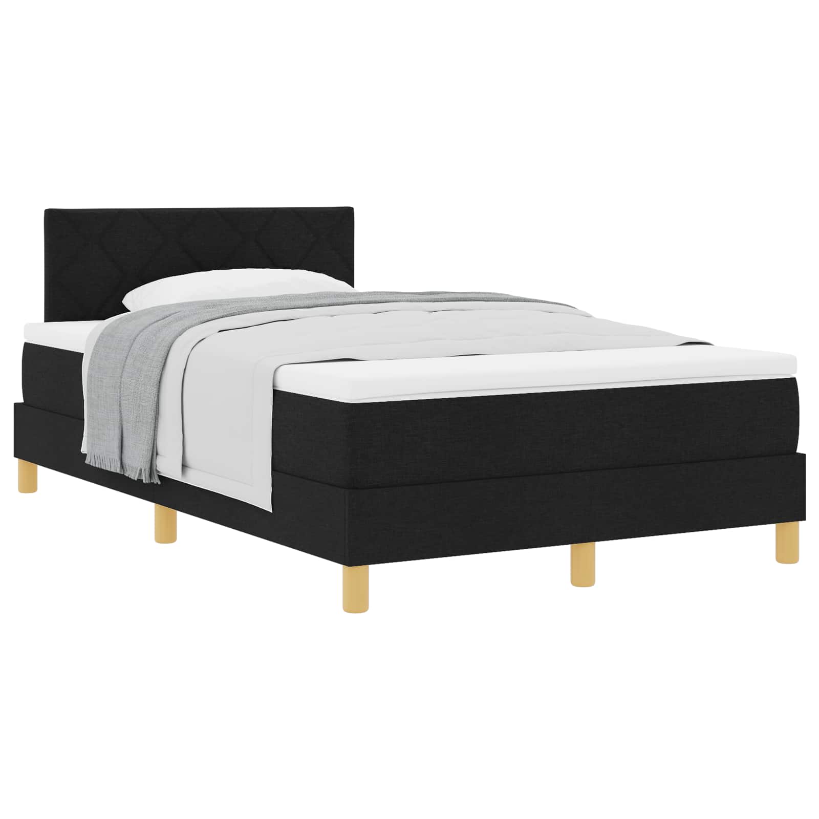 vidaXL Boxspringbed met kussen met hoofdeinde Zwart 120 x 200 cm Stof, foto 3