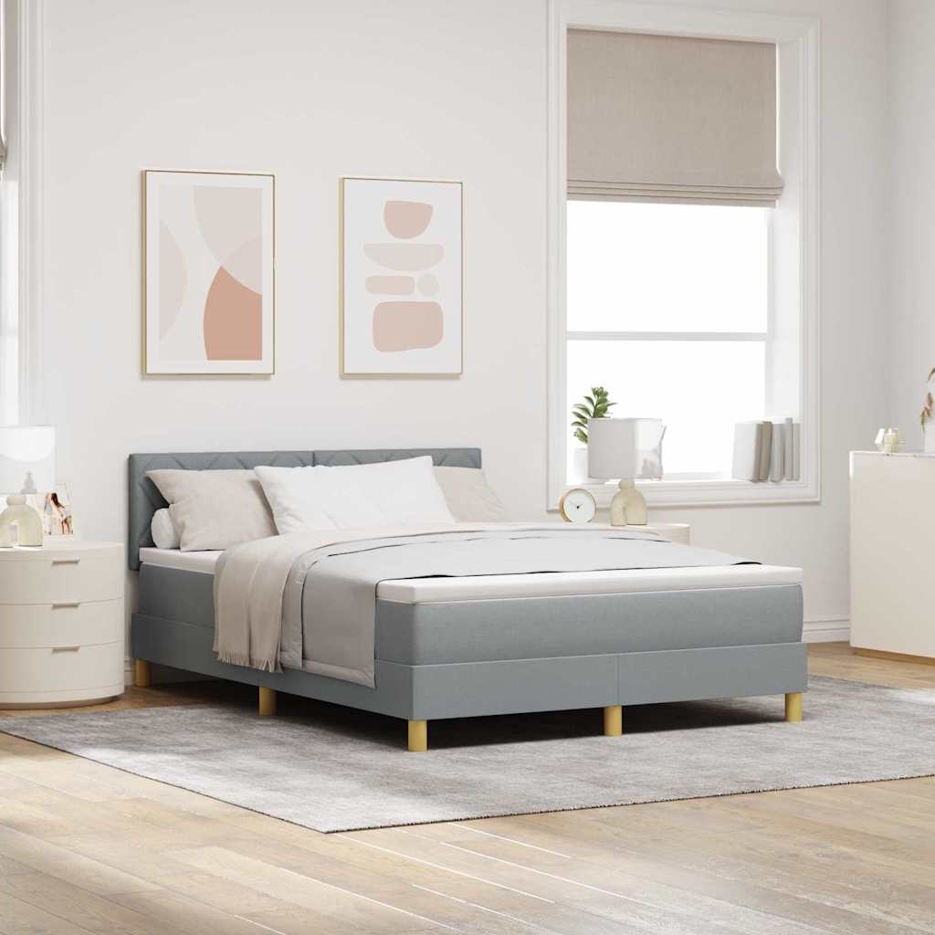 Cama con somier con colchón Gris Claro 140x200 cm Tela