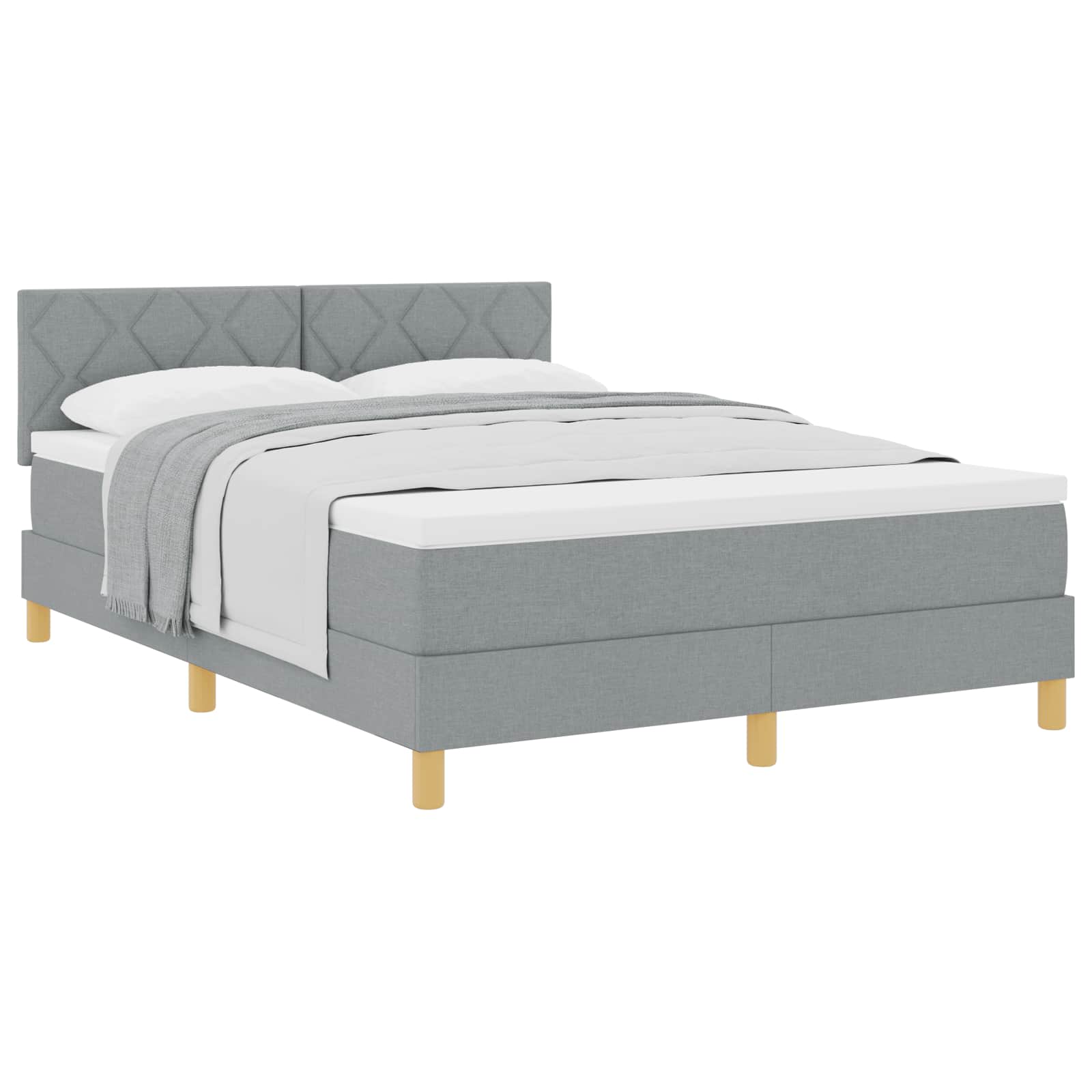 VidaXL Boxspring Bed Met Kussen Lichtgrijs 160 X 200 Cm Stof
