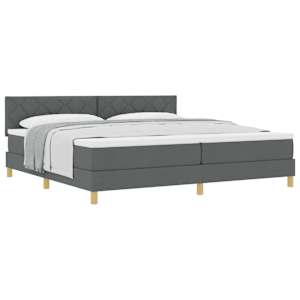 Postel s boxspringem s polštářem Tmavě šedá 200 x 200 cm textil - obrázek 2