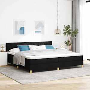 Postel s boxspringem s polštářem Černá 200 x 200 cm textil - obrázek 1