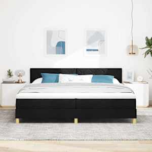 Postel s boxspringem s polštářem Černá 200 x 200 cm textil - obrázek 3