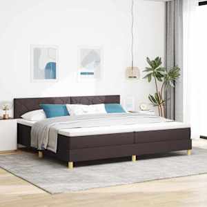 Postel s boxspringem s čelo Tmavě hnědá 200 x 200 cm textil - obrázek 1