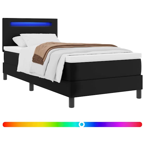 vidaXL Karbi vedrumadrats LED-ribadega Must 90 x 190 cm Kunstnahk