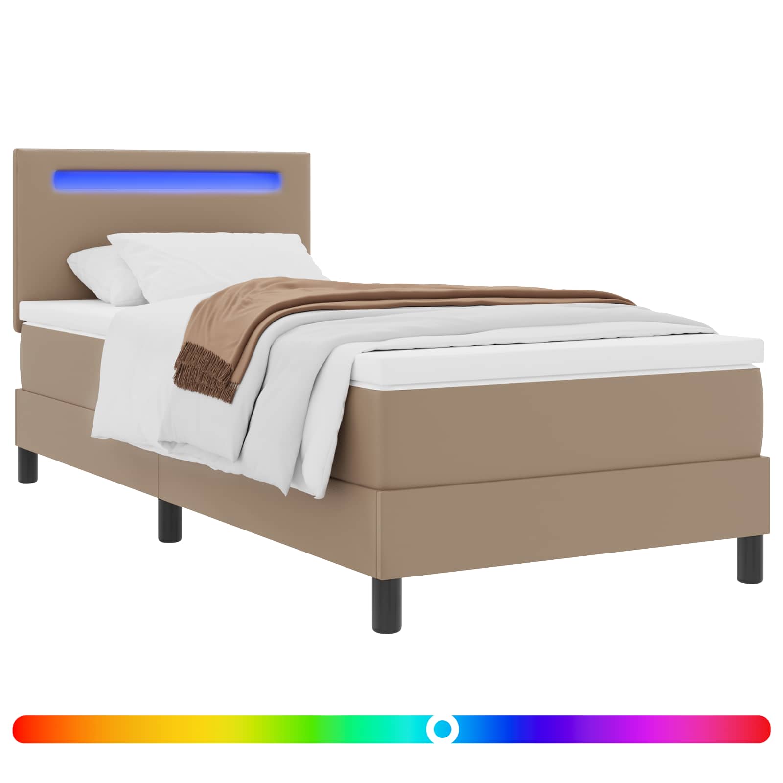 Thumbnail - vidaXL Boxspringbett mit Matratze Cappuccino 90 x 190 cm Kunstleder