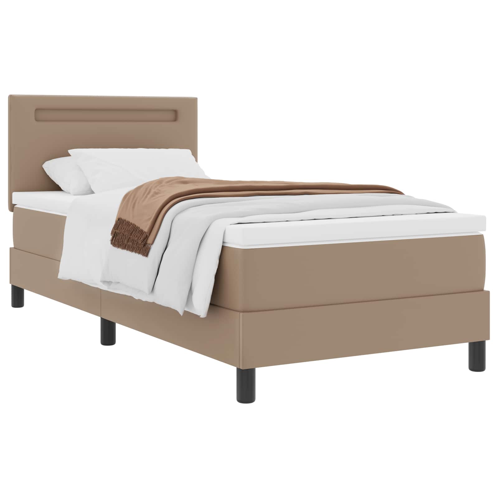 Thumbnail - vidaXL Boxspringbett mit Matratze Cappuccino 90 x 190 cm Kunstleder