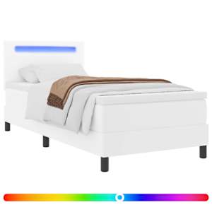 Postel s boxspringem s matrací Bílá 90 x 200 cm Umělá kůže - obrázek 2