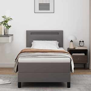 Postelja z vzmetnico z vzmetnico Siva 90 x 200 cm Umetna koža