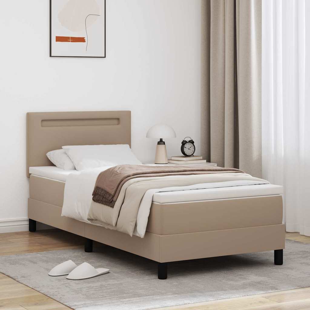 kastvedru voodi madratsiga cappuccino 100x200 cm faux nahk