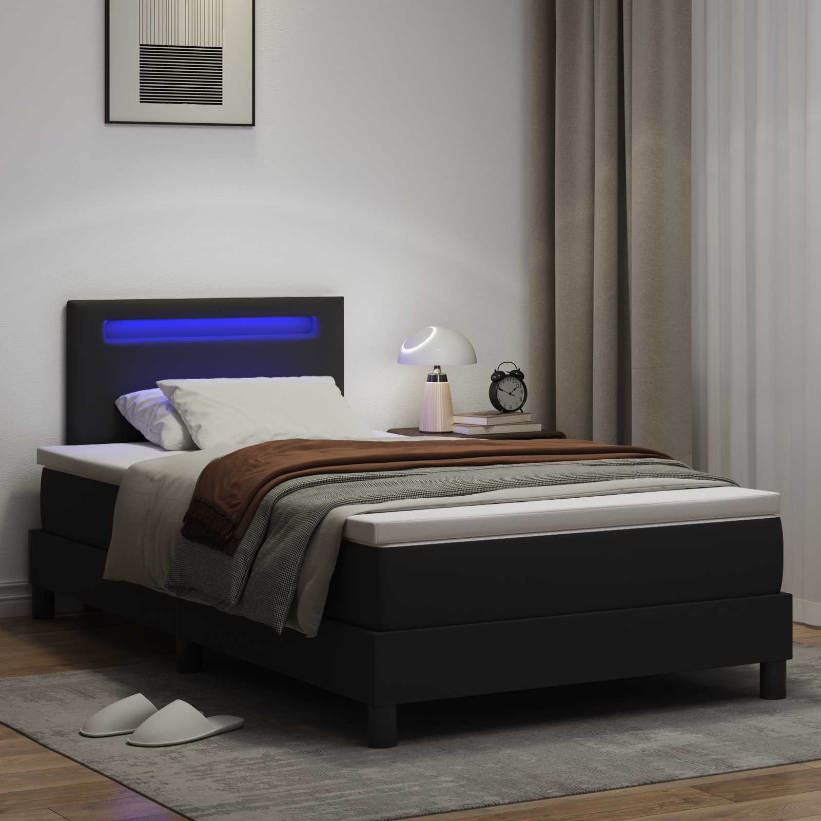 Postel s boxspringem s matrací Černá 120 x 190 cm Umělá kůže - obrázek 4