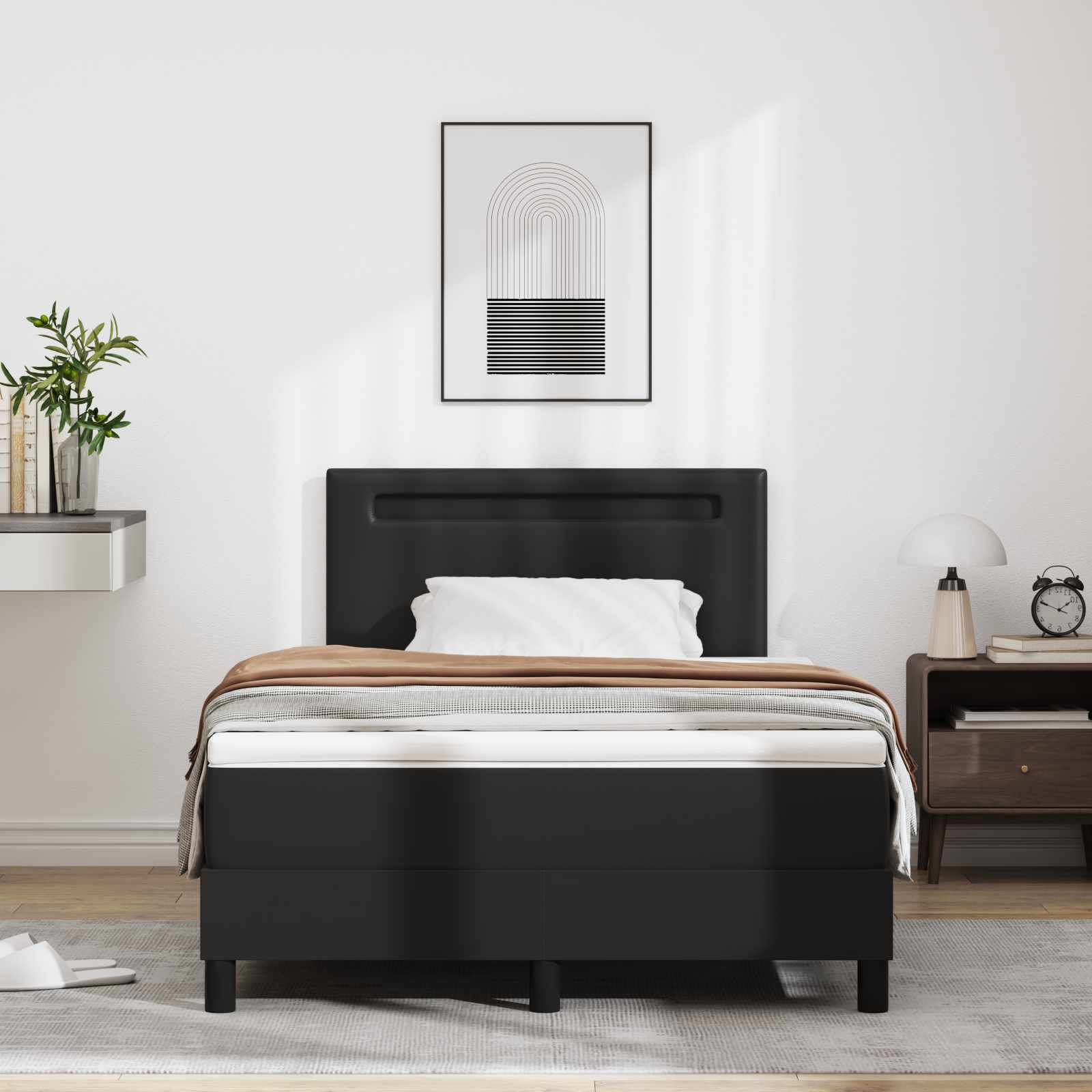 Postel s boxspringem s matrací Černá 120 x 190 cm Umělá kůže