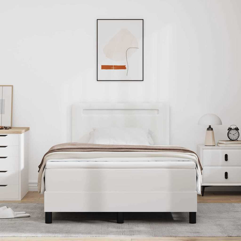 Boxspring Ágy Matraccal, Fehér, Kis Dupla, Műbőr 