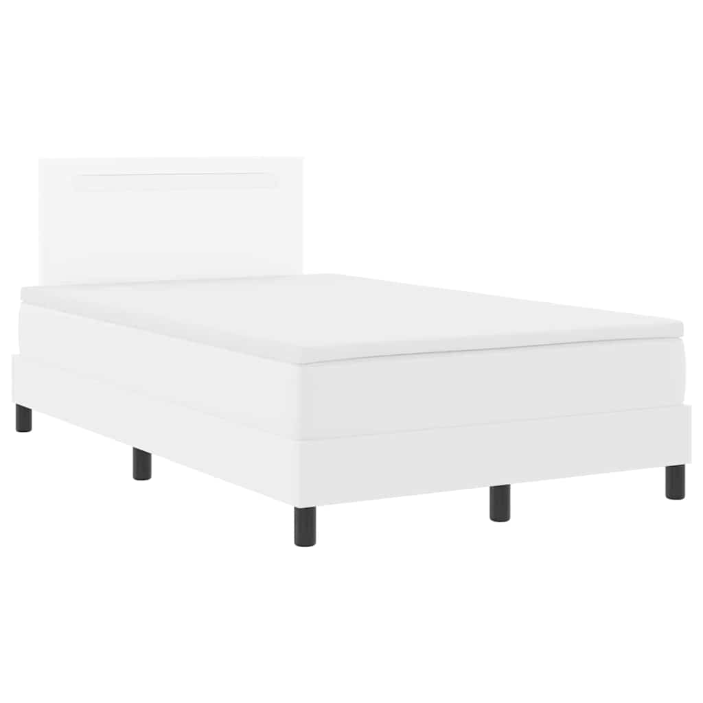 Boxspring Ágy Matraccal, Fehér, Kis Dupla, Műbőr 