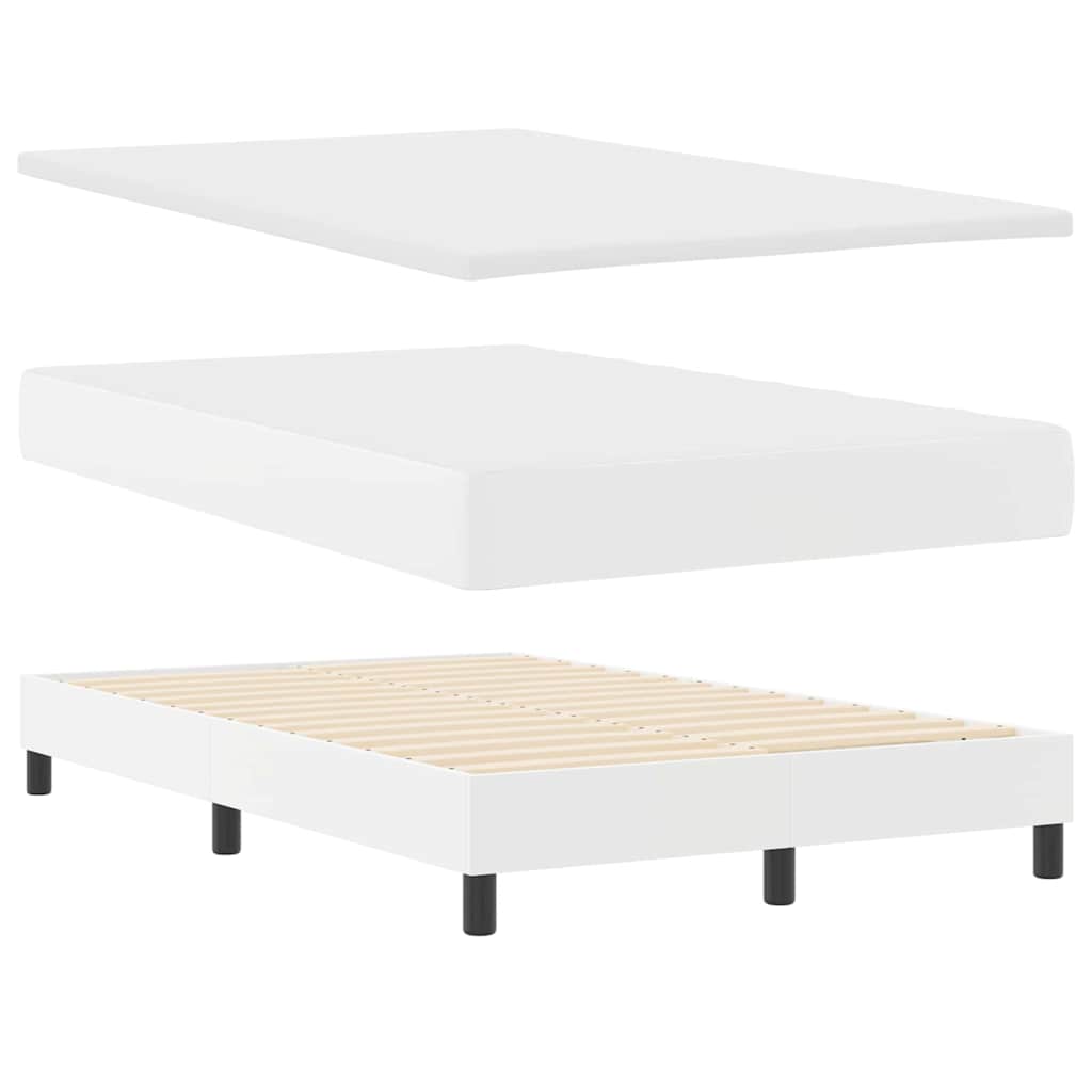 Boxspring Ágy Matraccal, Fehér, Kis Dupla, Műbőr 
