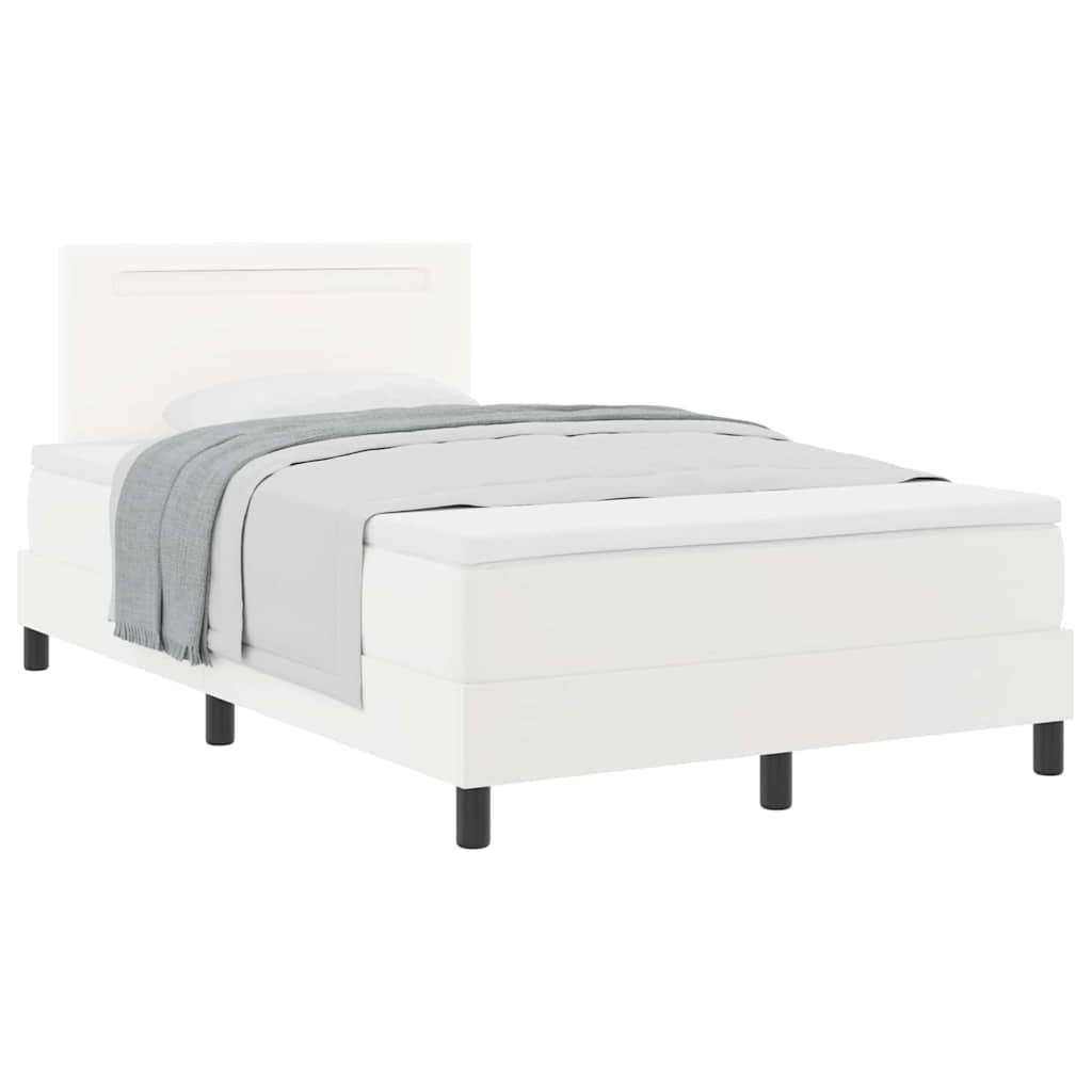 Boxspring Ágy Matraccal, Fehér, Kis Dupla, Műbőr 