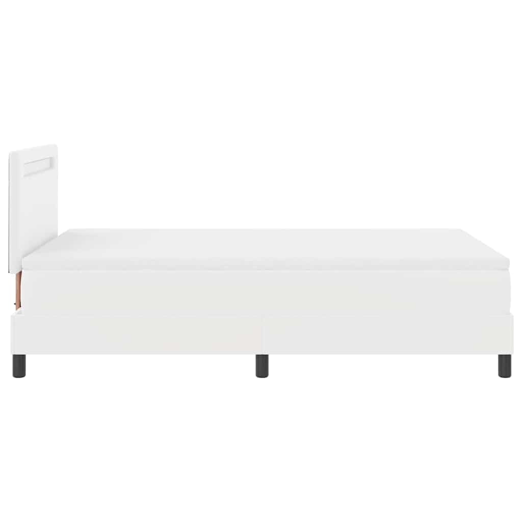 Boxspring Ágy Matraccal, Fehér, Kis Dupla, Műbőr 