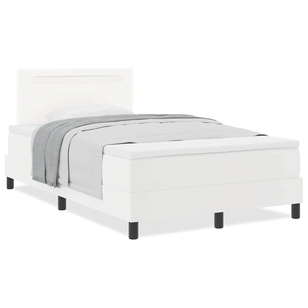 Boxspring Ágy Matraccal, Fehér, Kis Dupla, Műbőr 