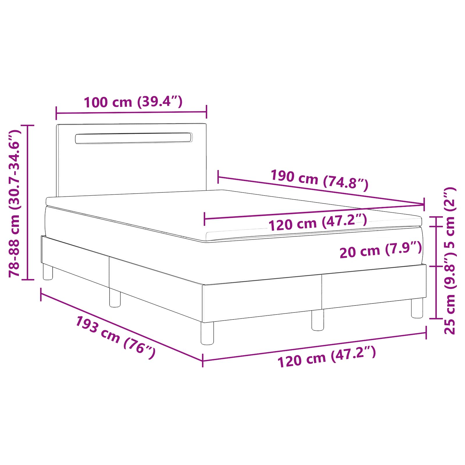 Postel s boxspringem s čelo Cappuccino 120 x 190 cm Umělá kůže - obrázek 13