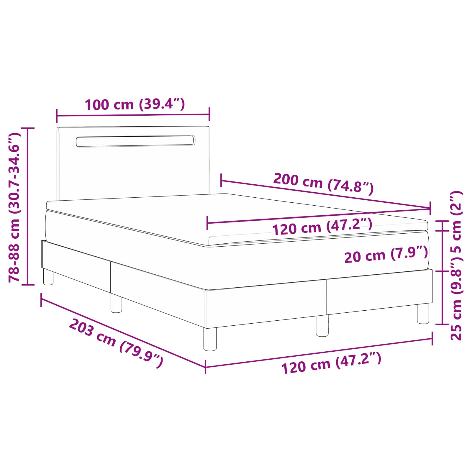 Postel s boxspringem s matrací Bílá 120 x 200 cm Umělá kůže - obrázek 13