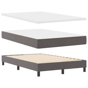 Postel s boxspringem s matrací Šedá 120 x 200 cm Umělá kůže - obrázek 6