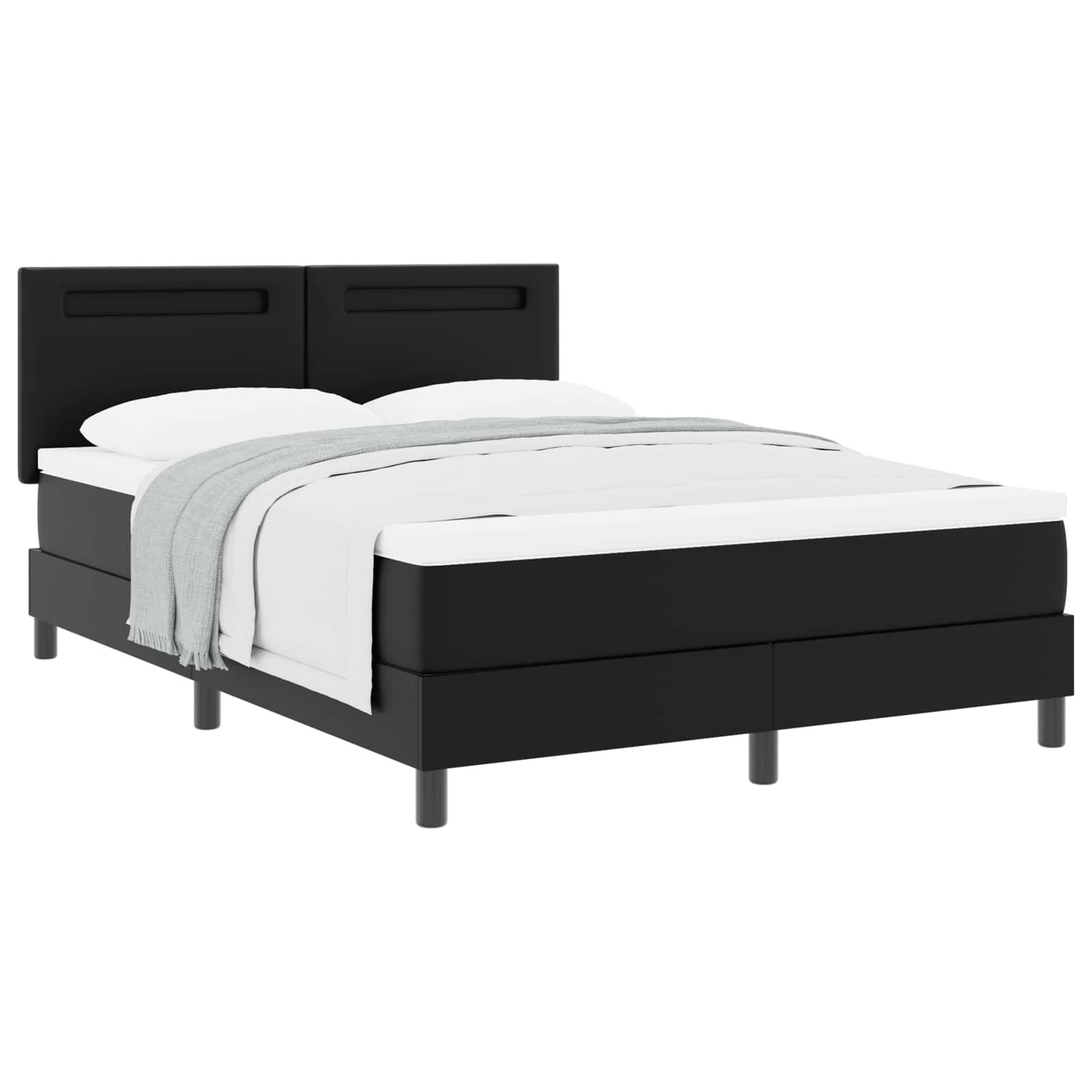 Thumbnail - vidaXL Boxspringbett mit Matratze Schwarz 140 x 190 cm Kunstleder