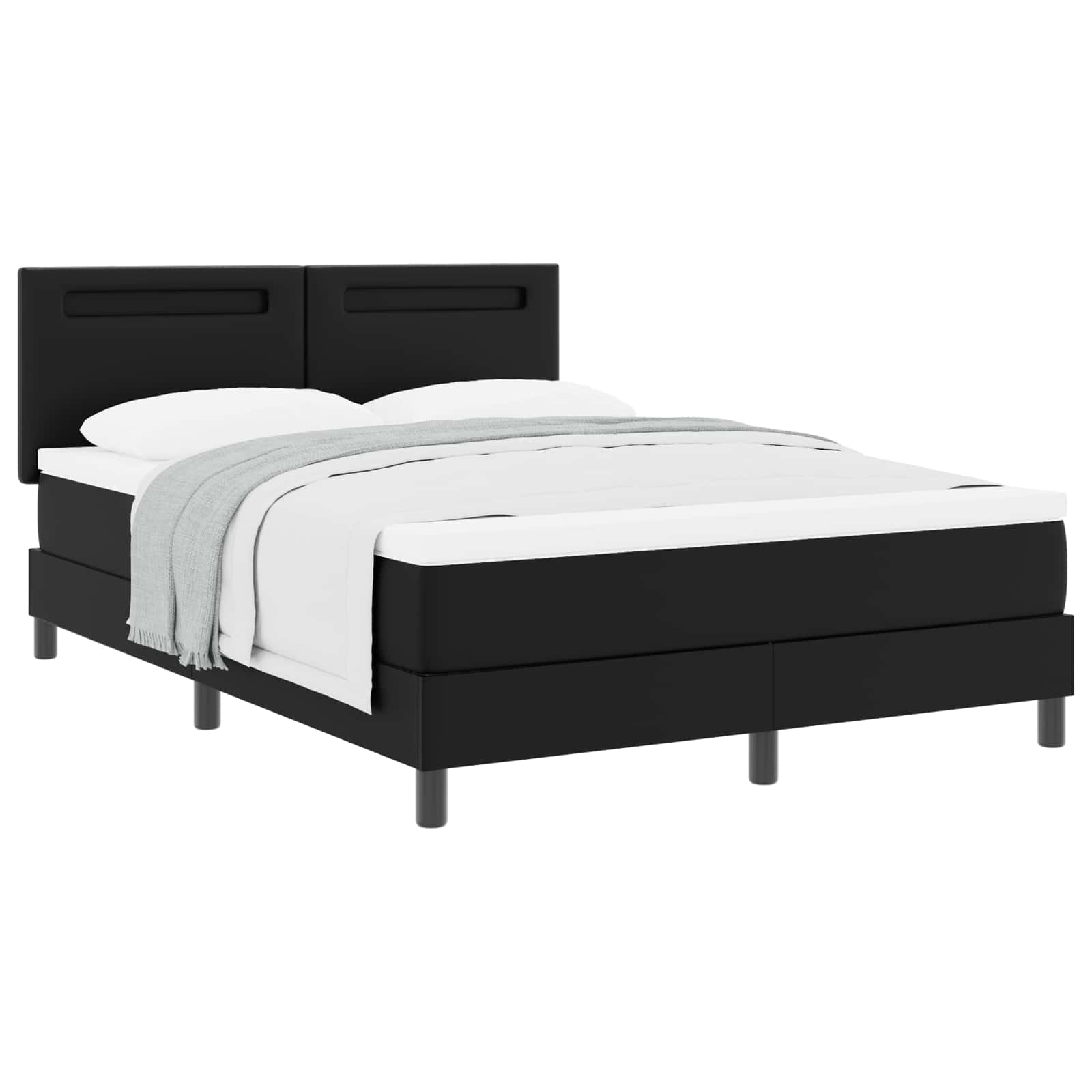Thumbnail - vidaXL Boxspringbett mit Matratze Schwarz 140 x 190 cm Kunstleder