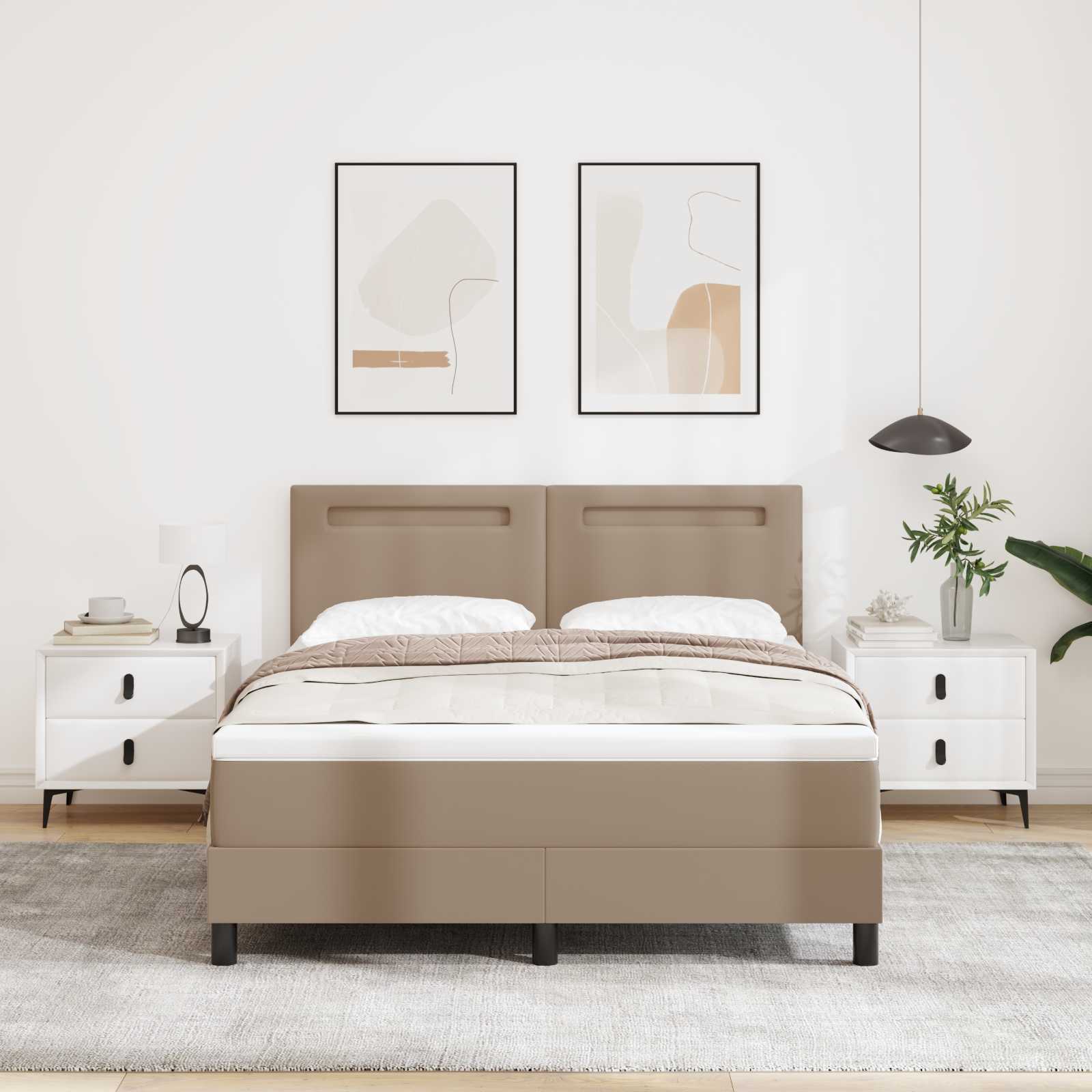 vidaXL Boxspringbett mit Matratze Cappuccino 140 x 190 cm Kunstleder
