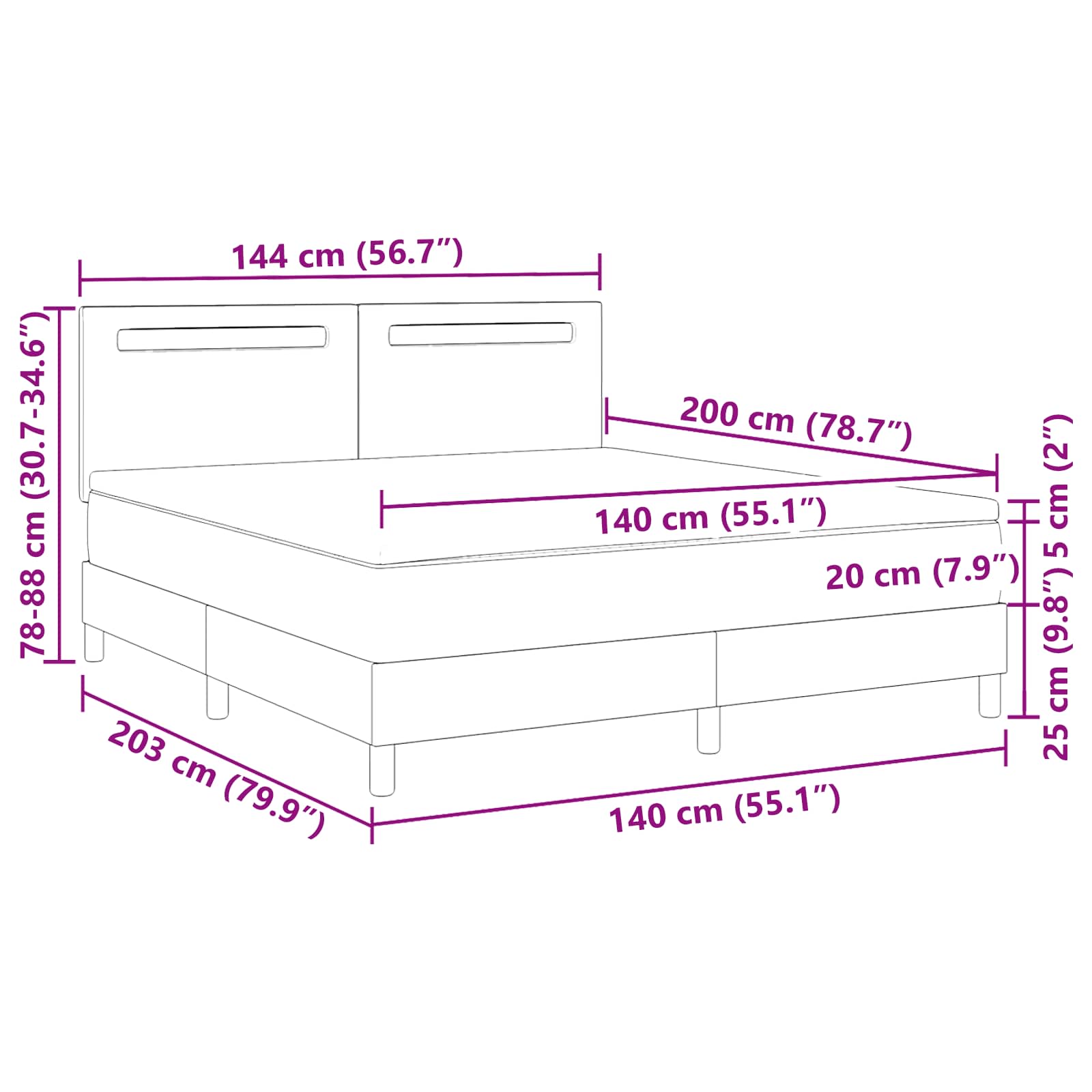 Postelja z vzmetnico z vzmetnico Bela 140 x 200 cm Umetna koža