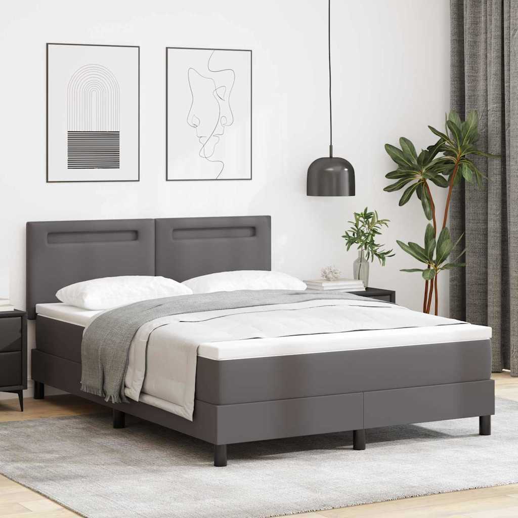 Box Spring Voodi koos madratsiga Hall 140x200 cm Kunstnahk