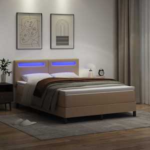 Postel s boxspringem s čelo Cappuccino 140 x 200 cm Umělá kůže - obrázek 4