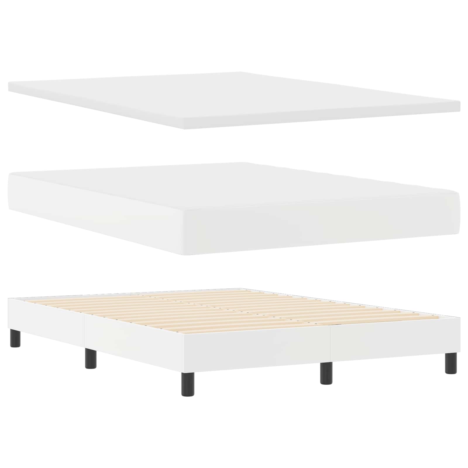 Karbi vedrumadrats madratsiga Valge 160 x 200 cm Kunstnahk 6 Kõik vajalik sinu aeda ja koju! Karbi vedrumadrats madratsiga Valge 160 x 200 cm Kunstnahk - Image 6