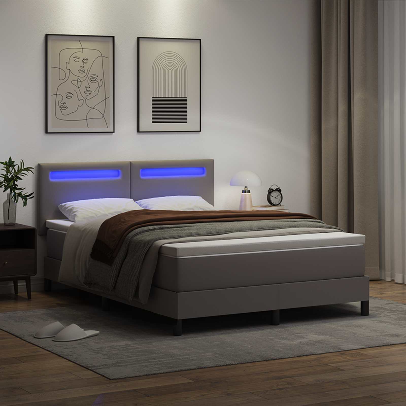 Postelja z vzmetnico z vzmetnico Siva 160 x 200 cm Umetna koža