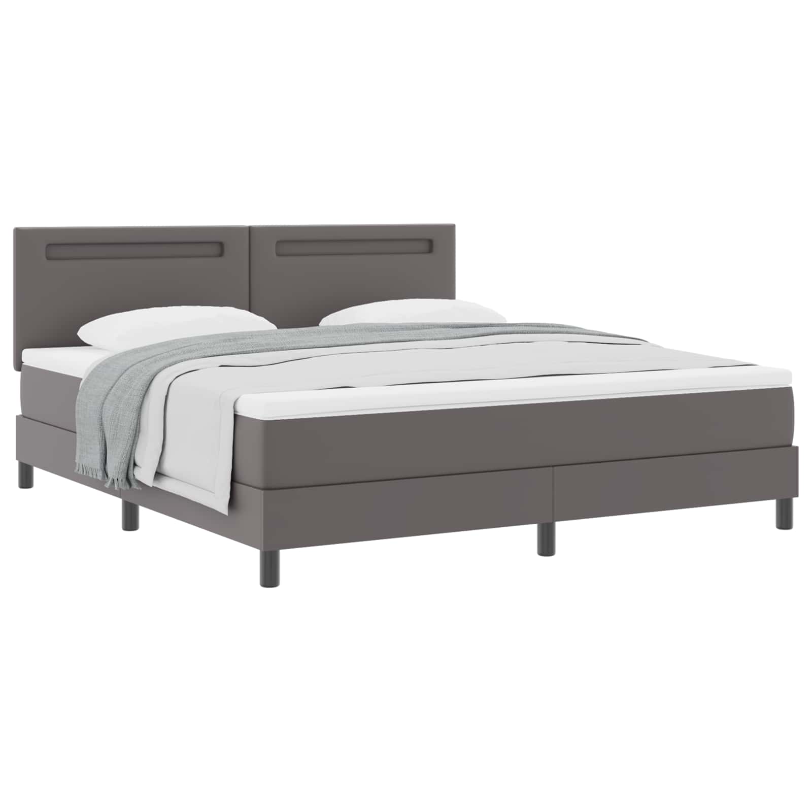 vidaXL - Boxspring - bed - met - matras - Grijs - 180 - x - 200 - cm - Kunstleer