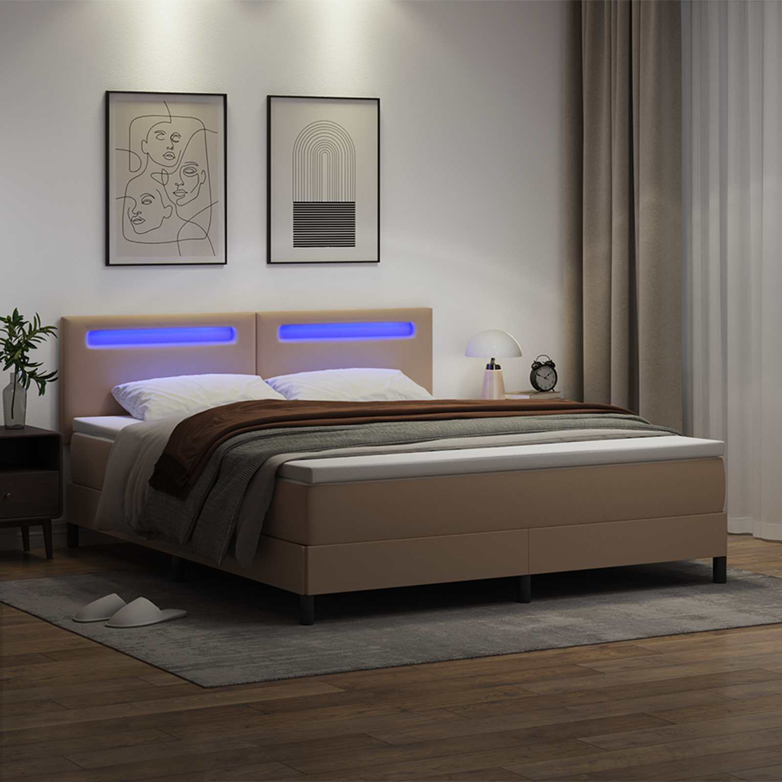 Κρεβάτι με ελατήρια Καπουτσίνο 180 x 200 cm Τεχνητό δέρμα - Image 4