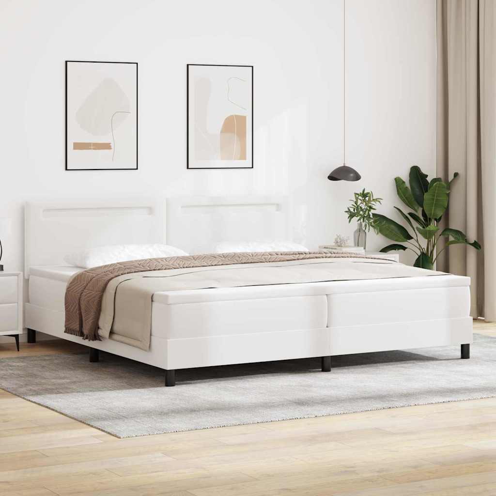 Karpvedru voodi madratsiga Valge 200x200 cm Kunstnahk